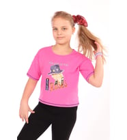 Toontoy Kız Çocuk Roses Yazı Baskılı Tişört (Fuşya)