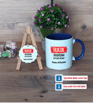 Hukuk Okuduğumu Söylemiş Miydim Kupa Bardak Kırmızı ve Ahşap Anahtarlık Hediye (Model 2)
