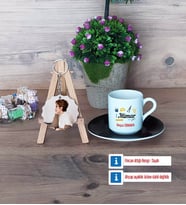 Mimara Hediye Türk Kahvesi Fincanı Ahşap Altlıklı ve Fotoğraflı Ahşap Anahtarlık Hediye (Model 7)