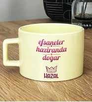 Kişiye Özel İkizler Yengeç Burcu Hediye Pastel Fincan Doğum Günü Hediyesi (Sarı)