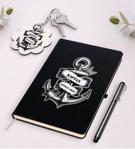 BK Gift Kişiye Özel Kaptan Beyaz Defter Kalem Ve Anahtarlık Hediye Seti-6 (Model 2)