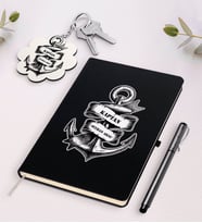 BK Gift Kişiye Özel Kaptan Beyaz Defter Kalem Ve Anahtarlık Hediye Seti-6 (Model 2)