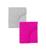 2 Adet 50 x 90 x 10 cm Anne Yanı Lastikli Penye Kumaş Bebek Çarşafı (Fuşya - Füme)