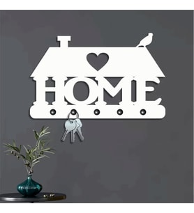 Home Anahtarlık Dekoratif Home Yazılı Ahşap Anahtarlık (Beyaz)