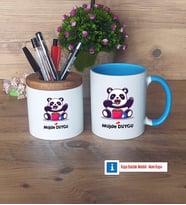 Sevimli Panda Kalemlik, Kupa Bardak T Kişiye Özel Hediye (Model 7)