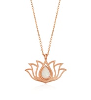 OPAL TAŞLI LOTUS ÇİÇEĞİ GÜMÜŞ KOLYE   925 Ayar Gümüş Kolye (Beyaz-Rose Gold)