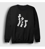 Presmono Unisex Beyaz Pieces Chess Satranç Sweatshirt 337959tt (Siyah)