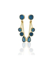 Kadir Jewellery22 Ayar Altın Kaplama Vintage Küpe -El İşçiliği Ve Hipoalerjenik Küpe (Koyu Mavi)