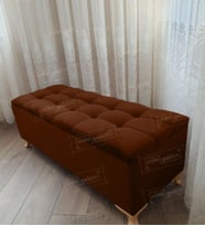 Lüks Çizgi Kapitoneli Sandıklı Puf Bench 120 cm Gold Ayak (Kahverengi)