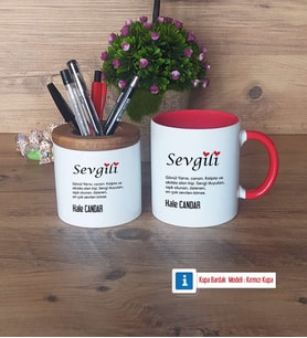 Sevgiliye Hediye Kalemlik, Kupa Bardak T Kişiye Özel Hediye (Model 5)