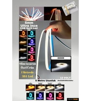 Ultra İnce 5mm. kalınlık COB Şerit Led Neon Gibi Yanar.  1 Metrede 384 led (Soğuk Beyaz)
