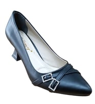 Bilener 830 Kadın Taşlı Tokalı Kadeh Ökçe Stiletto Ayakkabı (Siyah)