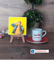 Fizyoterapist Fotoğraflı Dekoratif Taş, Ahşap Altlıklı Türk Kahvesi Fincanı Hediye Fizyoterapistler Günü Hediyesi (Model 8)