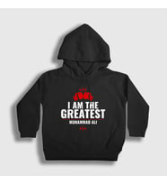 Presmono Unisex Çocuk Beyaz Greatest Muhammed Ali Kapüşonlu Sweatshirt 230317tt (Siyah)