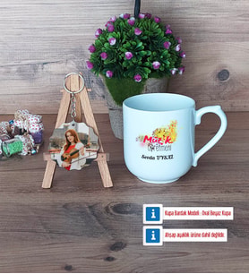 Müzik Öğretmeni Kupa Bardak Beyaz ve Fotoğraflı Ahşap Anahtarlık Hediye Öğretmenler Günü Hediyesi (Model 5)