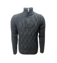 Ce-Ce C3179 Erkek Regular Fit Pamuklu Yarım Fermuarlı Dik Yaka Kazak Erkek - C3179 - Açık Gri - ST00265-Açık Gri-M (Siyah)