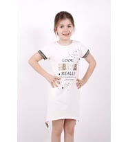 Toontoy Kız Çocuk Fabulous Baskılı Elbise (Ekru)