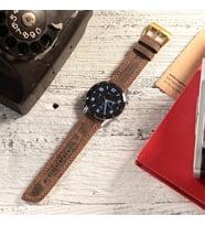 vagave Huawei Watch Crazy Oval Uçlu Deri Kordon Gt / Gt2 / GT2E / GT2PRO / Gt3 / Gt3 Pro 46MM - 22MM İsme Özel (Kahverengi)