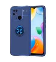 Xiaomi Redmi 10C Kılıf Zore Ravel Yüzüklü Silikon Kılıf (Mavi)