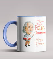 Kişiye Özel 100 Yılın En İyi Fizik Öğretmeni Temalı Siyah Kupa  (Mavi)