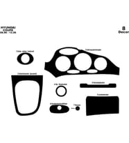 Meriç® Hyundai Coupe Ön Torpido Kaplama Maun 8 Parça 1996-2004 (Piano Black)