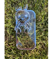 İphone 14 Plus Stantlı Rabbit Silikon Kapak (Mavi)