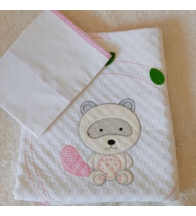 %100 Pamuk Koala Desenli Bebek Pike & Yastık Başı (Pembe)