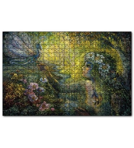 Cakapuzzle Orman Kız ve Bebek Ejderha Mistik Tablo  Puzzle Yapboz MDF (Ahşap) (1000 Parça)