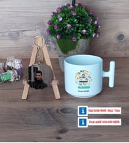 Blogger Kupa Bardak Beyaz ve Fotoğraflı Ahşap Anahtarlık Hediye (Model 12)