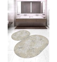 Dijital Baskılı Kaymaz Taban Yıkanabilir Oval 2'li Klozet Takımı Banyo Paspası NOKZ-HY-1075 (Çok Renkli)