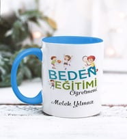 Beden Eğitimi Öğretmeni Tasarımlı Kişiye Özel Kupa Bardak (Mavi)