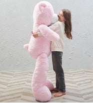 SOLEMIA-  Sevgiliye HEDİYE- 160 cm İthal Kumaş Papyonlu DEV Boy Peluş Ayı (Pembe)