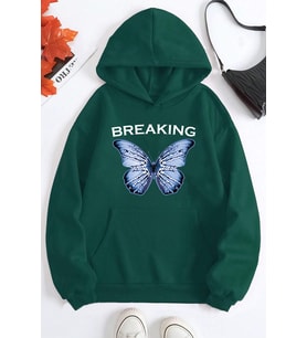 Breaking Baskılı Oversize Sweatshirt (Yeşil)