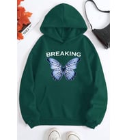 Breaking Baskılı Oversize Sweatshirt (Yeşil)