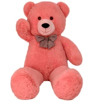 90 cm Rengarenk Papyonlu Peluş Ayıcık - % 100 YERLİ (Nar Çiçeği)