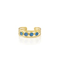 Kadir Jewellery 22 Ayar Altın Kaplama El İşçiliği Zirkon Taşlı Kadın Kaburga Bilezik (Koyu Mavi)