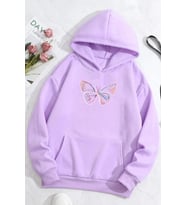 Unisex Butterfly Baskılı Sweatshirt (Lila)