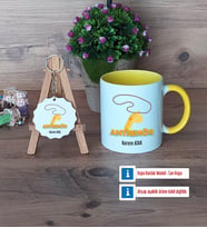 Antrenör Kupa Bardak Kırmızı ve Ahşap Anahtarlık Hediye (Model 6)