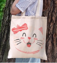 BK Gift Kedi Tasarımlı Kanvas Bez Çanta, Baskılı Omuz Çantası, Alışveriş Çantası, Plaj Çantası, Arkadaşa Hediye (Model 7)