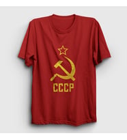 Presmono Unisex Haki Logo CCCP Sovyetler Birliği T-Shirt 266880tt (Kırmızı)