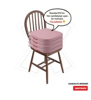 XPERMATE 4'lü StandartFit Oval Sandalye Minderi Fermuarlı Yıkanabilir Kılıf Bağcıklı Su ve Yağ İtici 42x42x5 cm (Pembe)