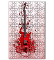 Cakapuzzle Kırmızı Elektrogitar Kırmızı Çiçekler Puzzle Yapboz MDF (Ahşap) (1000 Parça)