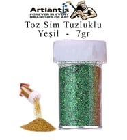 Renkli Toz Sim Tuzluklu 7 gr 1 Adet Renkli Toz Sim Epoksi Reçine Okul Etkinlik Dekarasyon Slime (Yeşil)