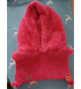 Kadife Çocuk Balaklava, Kışlık Çocuk Şapkaları , El Yapımı Kemzey Handmade Balaclava (Pembe)