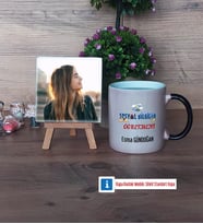 Sosyal Bilgiler Öğretmeni Fotoğraflı Dekoratif Taş, Kupa Bardak Beyaz Hediye Öğretmenler Günü Hediyesi (Model 9)