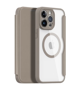 Dux Ducis iPhone 14 Pro 6.1 Kılıf Skin X Pro Series MagSafe Kapaklı Kılıf Folio Case (Bej)