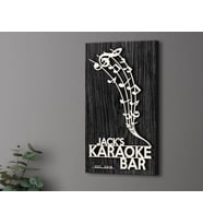 BK Gift Kişiye Özel Kabartma Tasarımlı Siyah (Ebony) Ahşap Karaoke Bar Tabelası 61cm, Home Bar Tabela, Rustik Ev Dekorasyonu, Duvar Dekoru (Model 5)