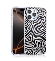 iPhone 14 Pro Max Kılıf Magsafe Şarj Özellikli Leopar Desenli Jago Kılıf (Siyah - Beyaz)