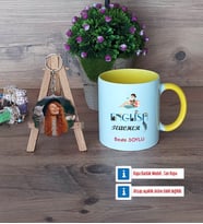 İngilizce Öğretmeni Kupa Bardak Beyaz ve Fotoğraflı Ahşap Anahtarlık Hediye Öğretmen Günü Hediyesi (Model 7)