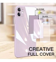 Apple iPhone 11 Parlak Cam Kamera Korumalı Telefon Kılıfı (Lila)